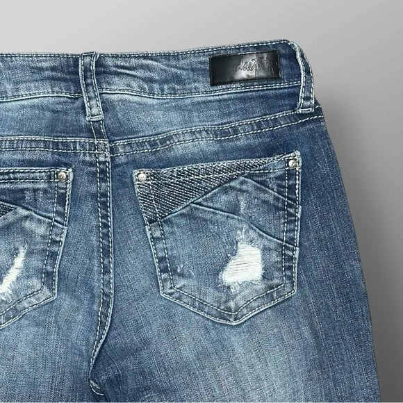 Daytrip Virgo Bootcut Jeans Womens 27R Dark Wash Stretch Buckle Denim Y2K - Picture 6 of 9